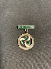 Girl Guides Enamelled Badge. Silver Toned Metal. Length 4cms Drop.Good.
