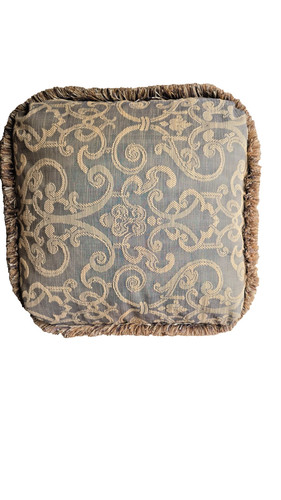 Grey and gold cotton damask