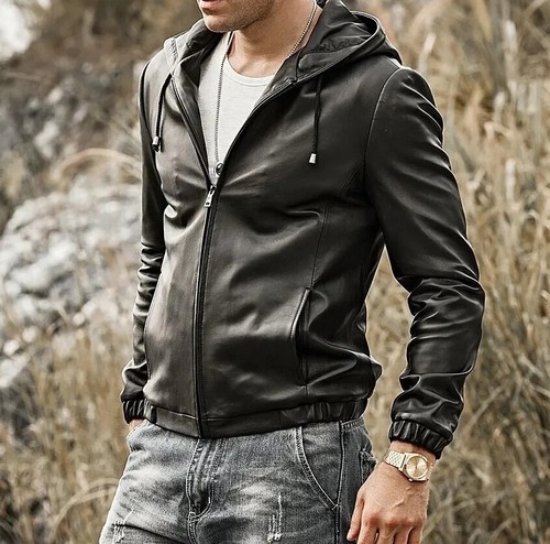 Men real lambskin leather - lambskin,