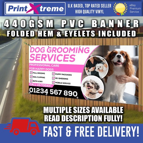 Dog grooming banner - grooming, pvc