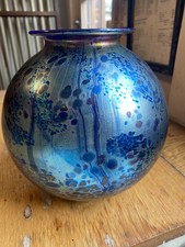 Large Isle of Weight Studio Iridescent Glass Vase Summer Fruits