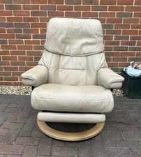 Ekornes Stressless Beige Ruby Power Recliner Leather Armchair Medium Size