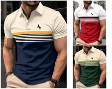 Mens Short Sleeve Summer Shirt Casual Clothes Polo T Shirts Slim Tops Sport Size