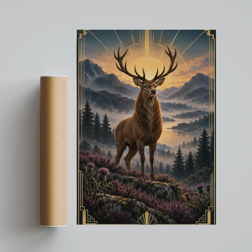 Scottish stag art print - scottish,