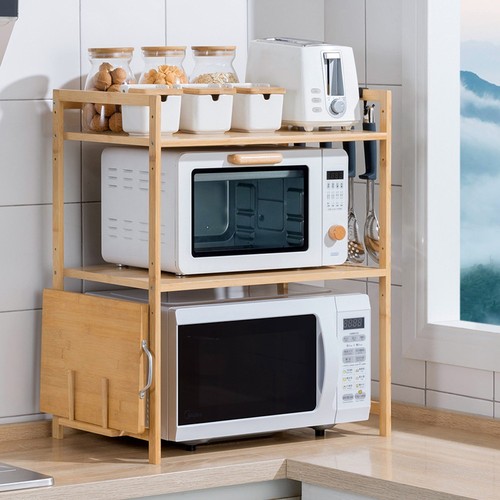Bamboo microwave rack kitchen - microwave,
