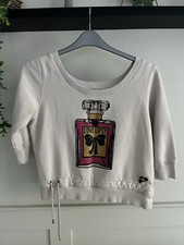 Lipsy size 12 cropped sweatshirt glittery pink and gold perfume bottle