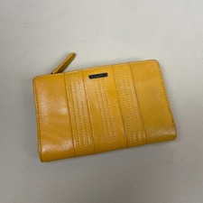 Visconti Purse Wallet Pouch Yellow Leather Zip Up Coin Holder Card Bifold Womens