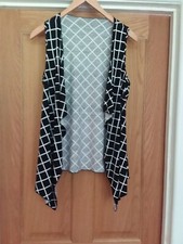 Yong Kim Panel Modal Waterfall Waistcoat SIZE 10, BLACK & WHITE Diamond Pattern