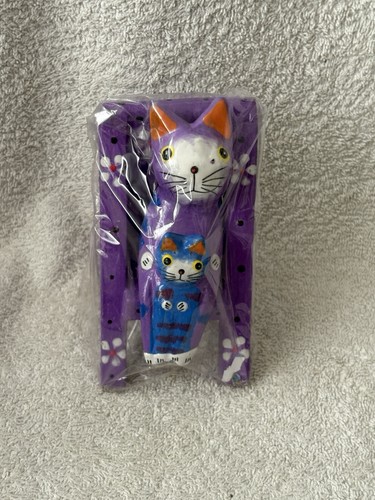 Hand painted wooden bali cat - hand-painted,