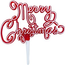 Christmas Cake Topper Sign Red