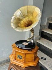 Vintage HMV Gramophone Player Working Phonograph Wind-up Record Player Replica