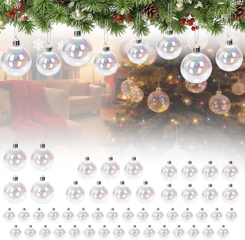 50pcs clear plastic baubles - 50pcs,