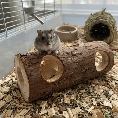 Interactive wooden hamster - wooden,
