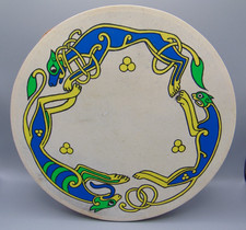 VINTAGE IRISH BODHRAN DRUM WITH HAND PAINTED ANIMALS