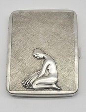Art Deco sterling Cigarette holder by Hans Jensen, Denmark, kneeling Nude