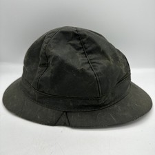 BARBOUR WAXED HAT D575 DEERSTALKER GREEN PLAID LINING COUNTRY WALKING SIZE 7 1/4