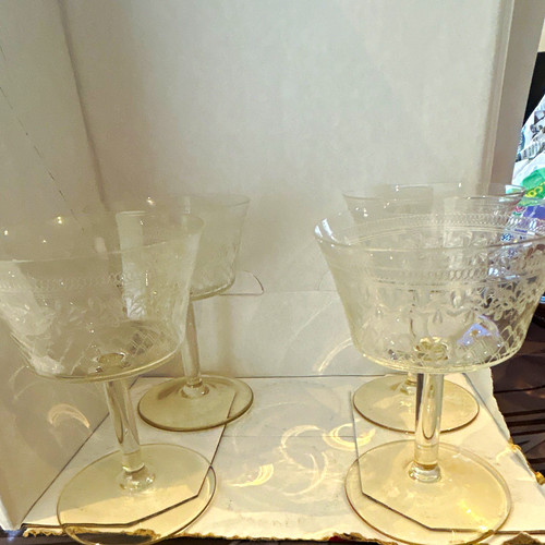 Set clear etched floral - 4,