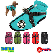 Dog &CatCoat Waterproof With Harness Jacket Raincoat Winter Zip Coats Pet Hole