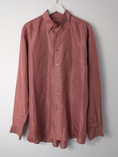Ladies Mens Unisex 100% Silk Long Sleeve Shirt Light Burgundy Pink Size Large 