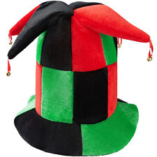 Large Jester Hat Adults Four Horns with Golden Bells Wide Brim Party Polyester