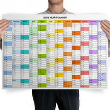 2026 Wall Planner Year Calendar Plan Birthdays Holidays New Years A5 A4 A3 A2
