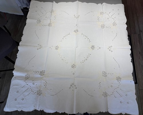 Vintage white linen cream - vintage, &