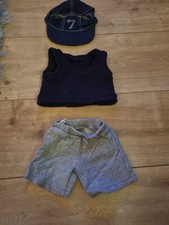 Bear Factory Grey Jogging Shorts, Blue Knit Tank Top & Denium Baseball Cap