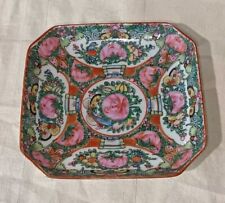Vintage Canton Octagonal Pink Rose Plate Marked Made In China 5" x 5"