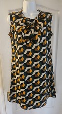 Women’s Sleeveless Geometric Print Shift Dress Size L – Retro Mod Style