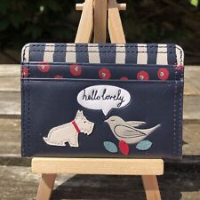 Radley hello lovely navy card holder leather with dust bag
