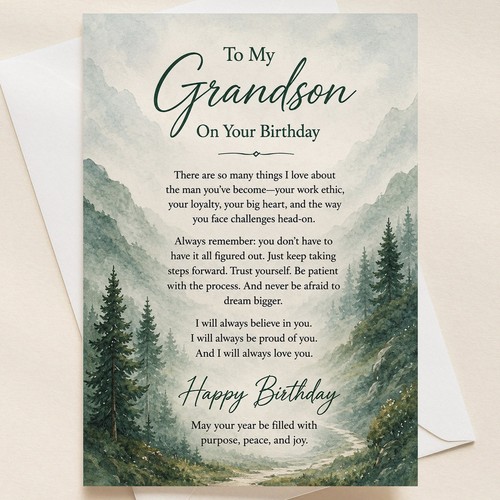 Grandson birthday card - to,