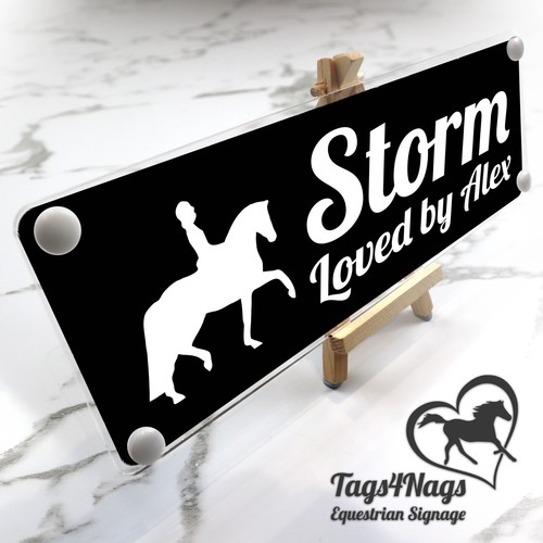Horse stable name plate black - horse,