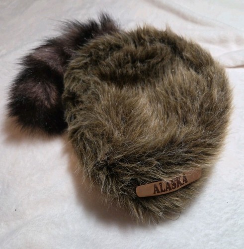 Faux coonskin cap hat alaska - faux,