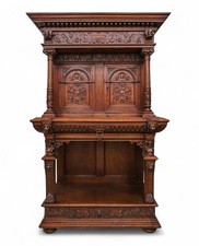 Antique Oak Hall Cupboard – Carved Buffet – 19th Century