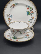 TUSCAN TEA TRIO ART DECO BONE CHINA TEACUP SAUCER AND SIDE PLATE BIRDS & FLOWERS
