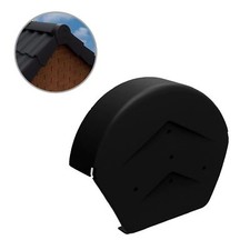 Black Half Round Ridge End Cap for Dry Verge Systems, Gable Apex Roof Tiles