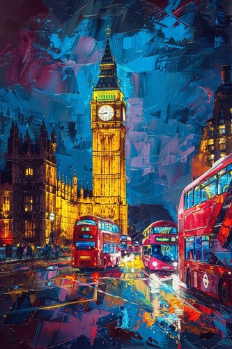 London big ben red - red, canvas