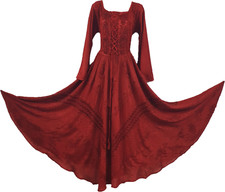 Maxi Dress Long Sleeve Autumn/Winter Rayon Satin Lace Up One Size UK 18 20 22