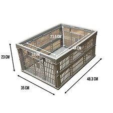 Collapsible 32 Ltr Plastic Storage Crate Box Stackable Garage Warehouse Assorted