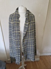 New Look Pashmina, Scarf. Black, White, Yellow Check. Fringed. One Size. VGC