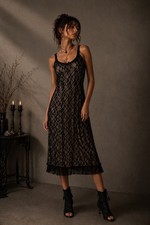 Y2k black lace slip dress - lace,