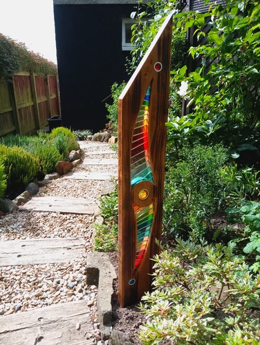 Stained glass garden sculpture - stained,