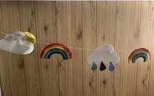 Handmade Rainbow Felt Fabric Bunting / Wall Hanging 