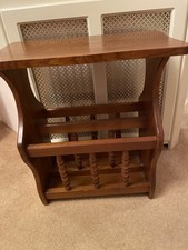 Vintage Solid Oak Magazine Coffee Table Topped Rack See Description