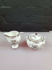 Wedgwood Kutani Crane Globe Milk / Cream Jug + Covered Sugar Bowl Set
