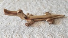Vintage solid brass happy crocodile figurine ornament 26cm long