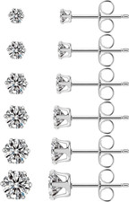 6 Pairs Stainless Steel CZ