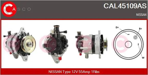 Alternator with belt - , pulley