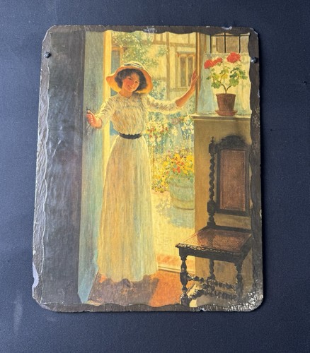 Vintage slate decoupage - vintage, print