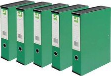 Q-Connect 75mm Box File Foolscap Green (PACK OF 5) 31814KIN0 KF20015 *FREE DEL*